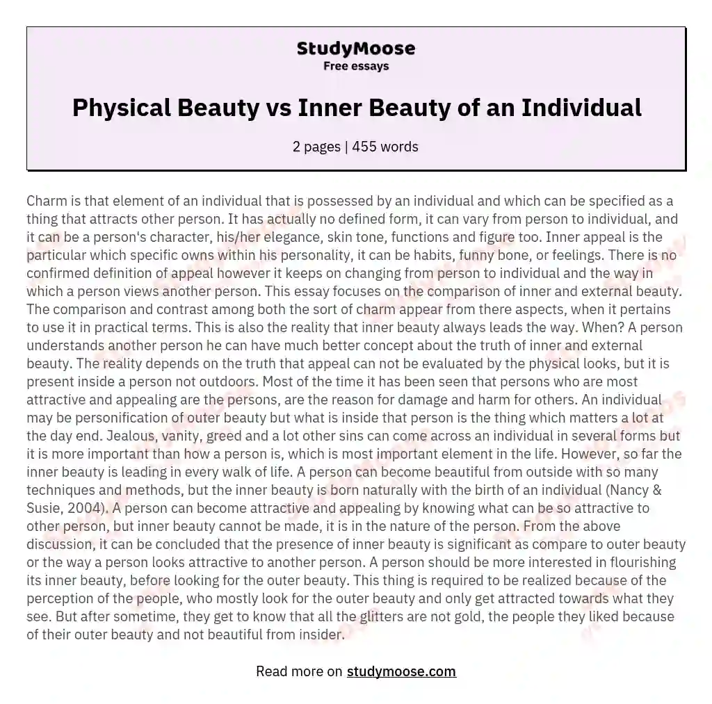 Physical Beauty vs Inner Beauty of an Individual