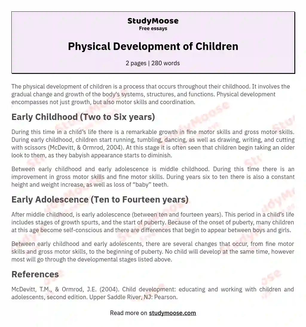 physical-development-of-children-free-essay-example