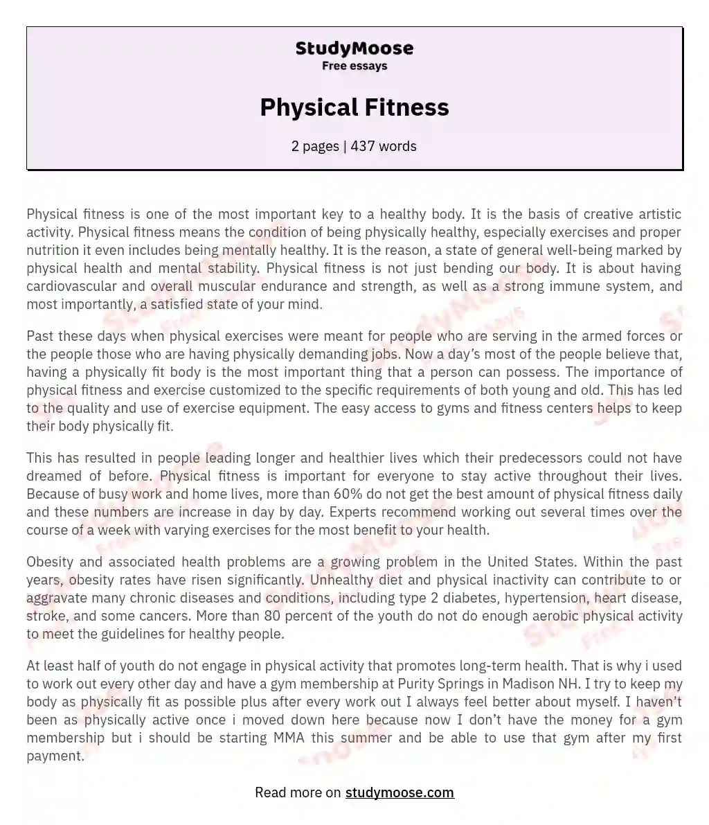 Physical Fitness essay