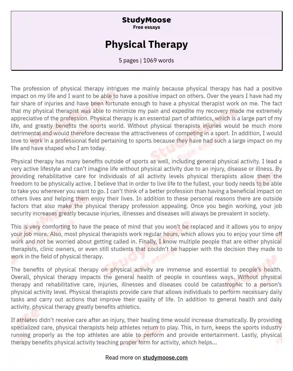 Physical Therapy essay