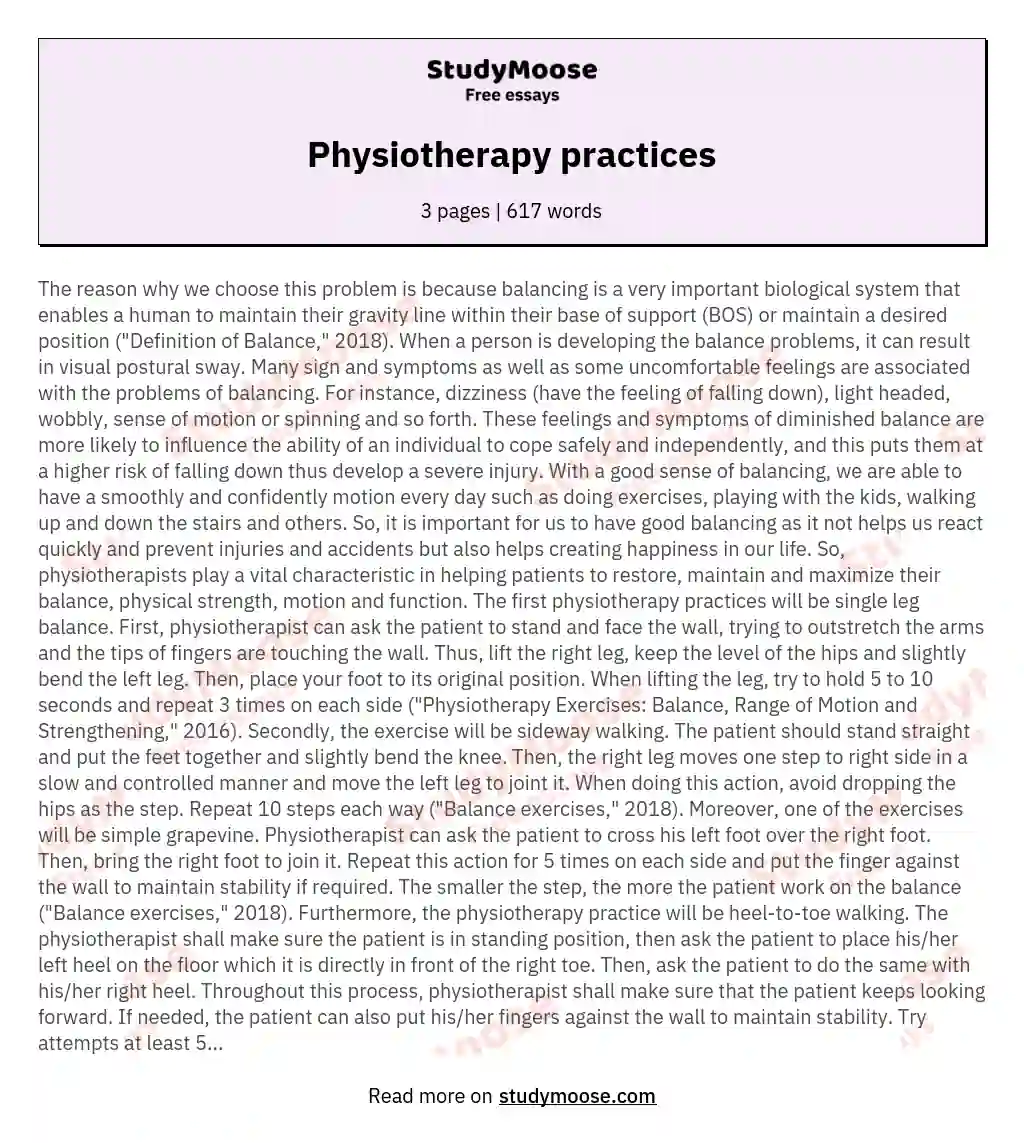 Physiotherapy practices