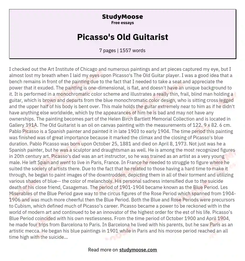 Picasso's Old Guitarist essay