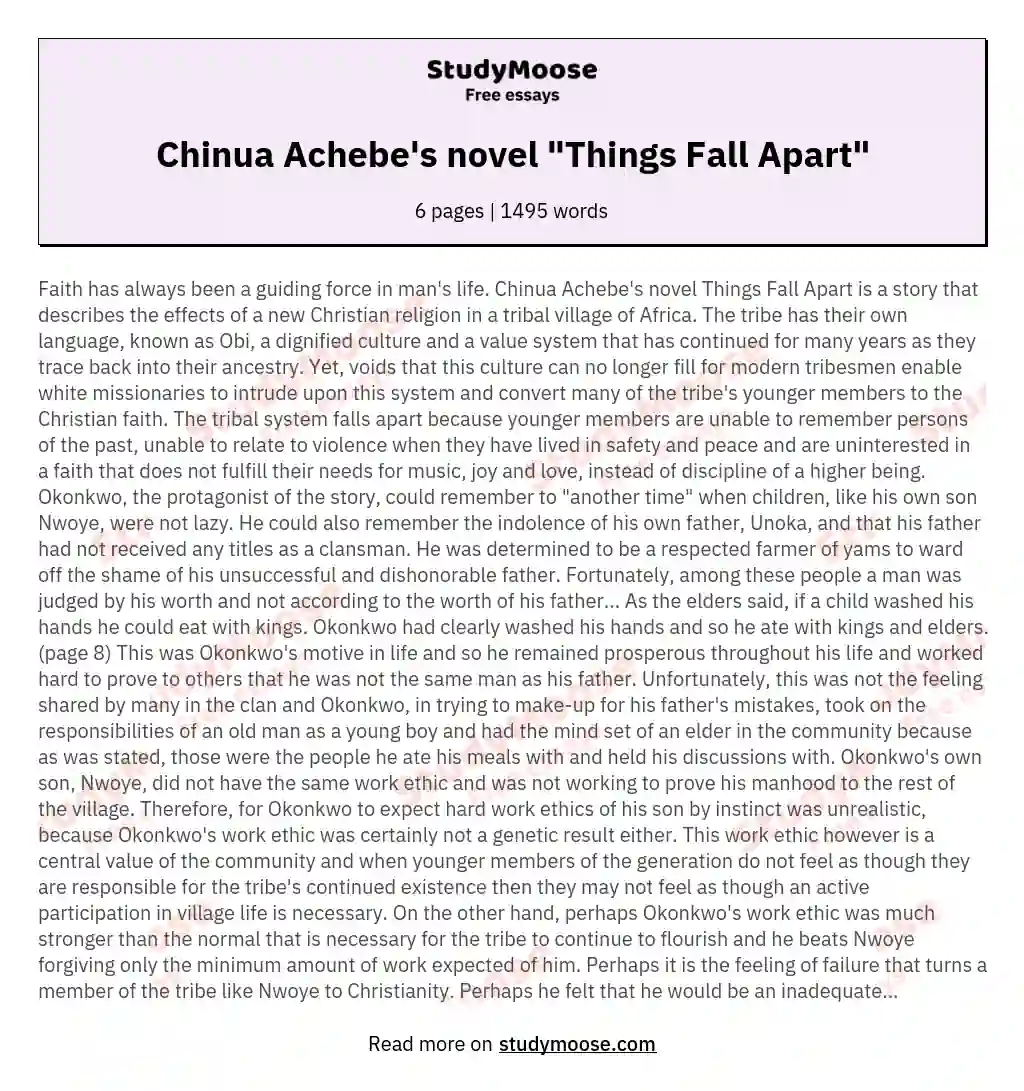 Chinua Achebe's novel "Things Fall Apart"