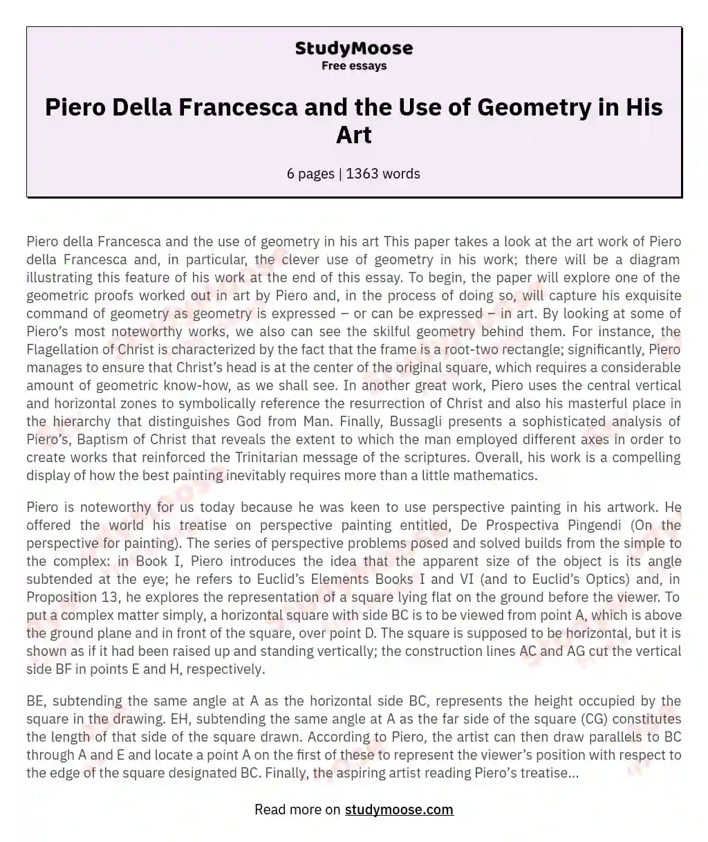 Piero Della Francesca and the Use of Geometry in His Art essay