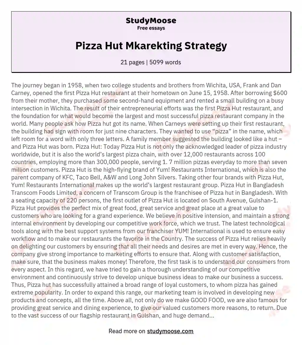 Pizza Hut Mkarekting Strategy