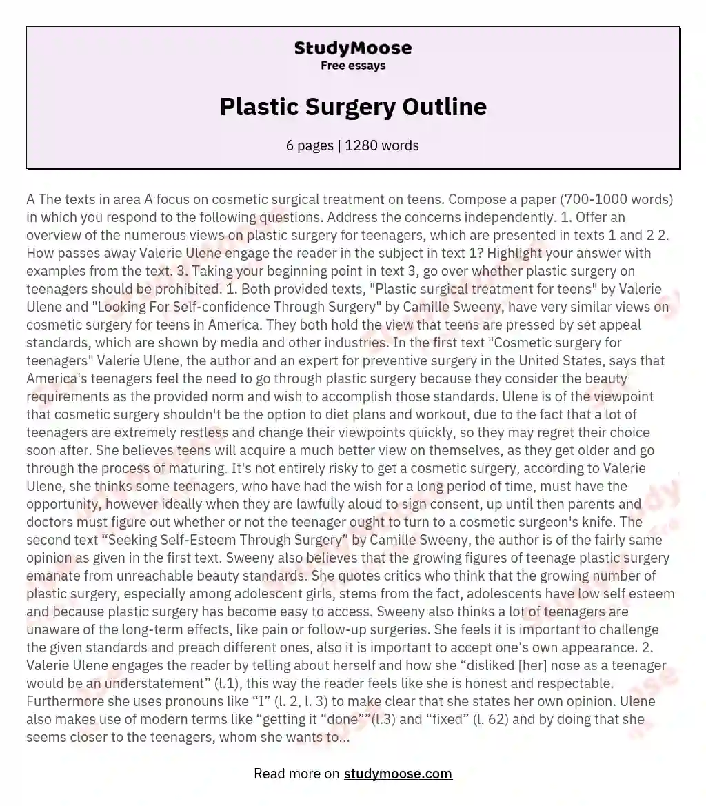 Plastic Surgery Outline