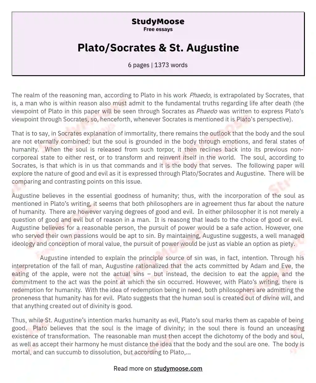 Plato/Socrates & St. Augustine