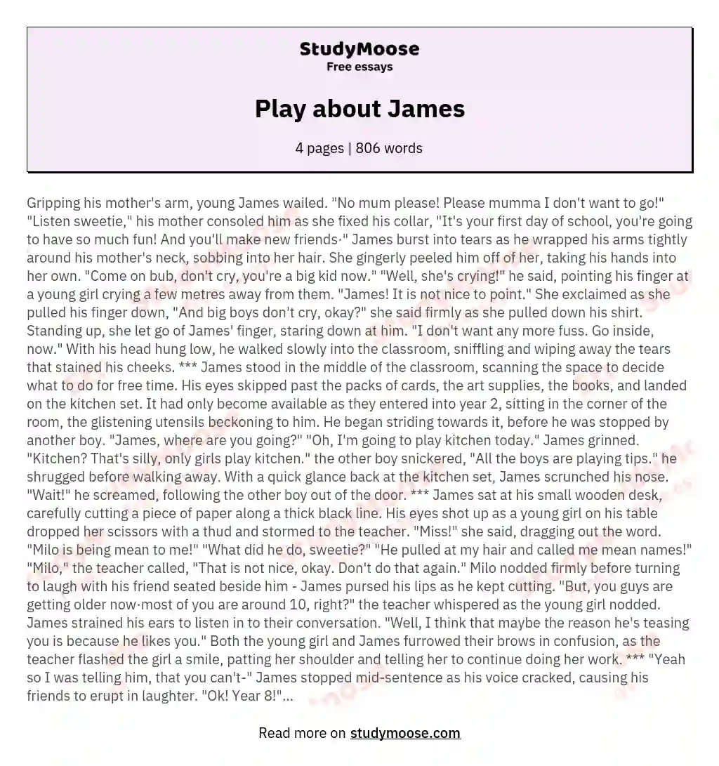 Play about James essay