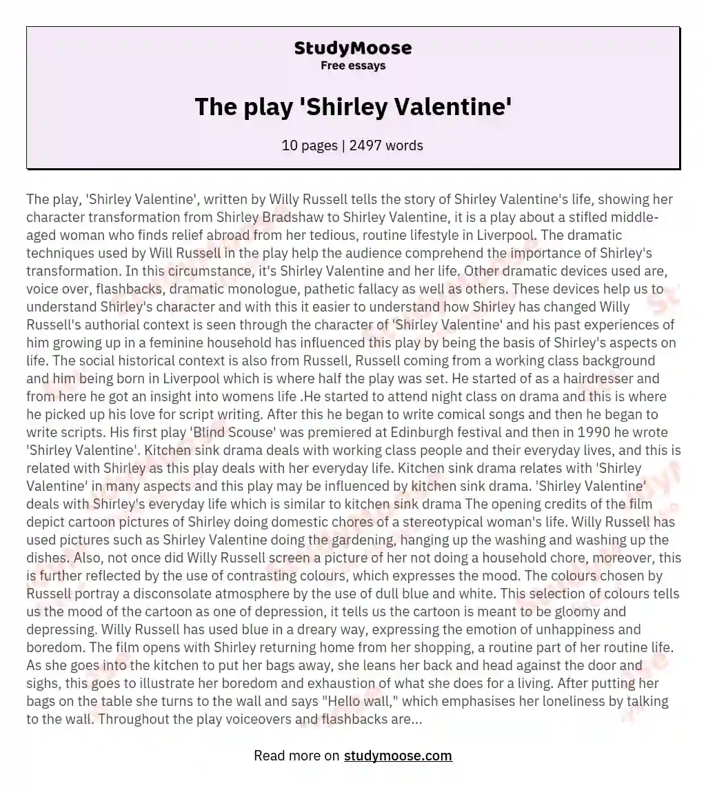 The play 'Shirley Valentine'