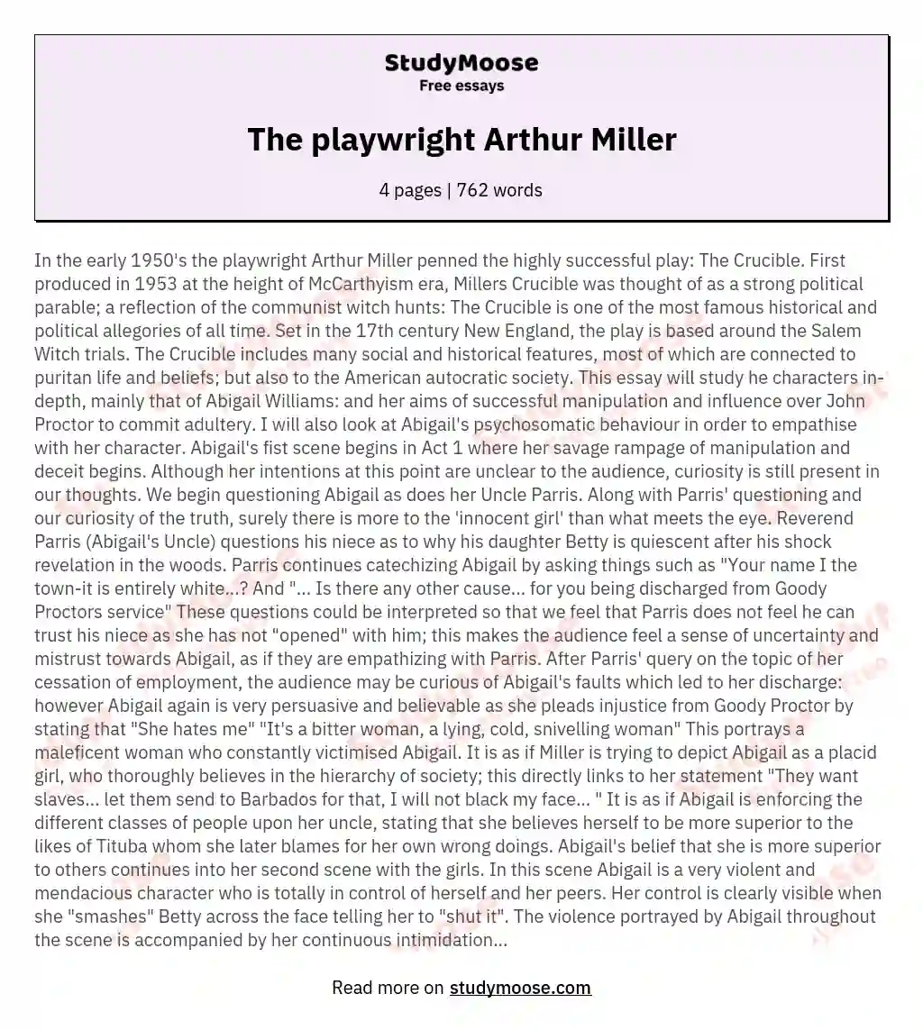 The playwright Arthur Miller