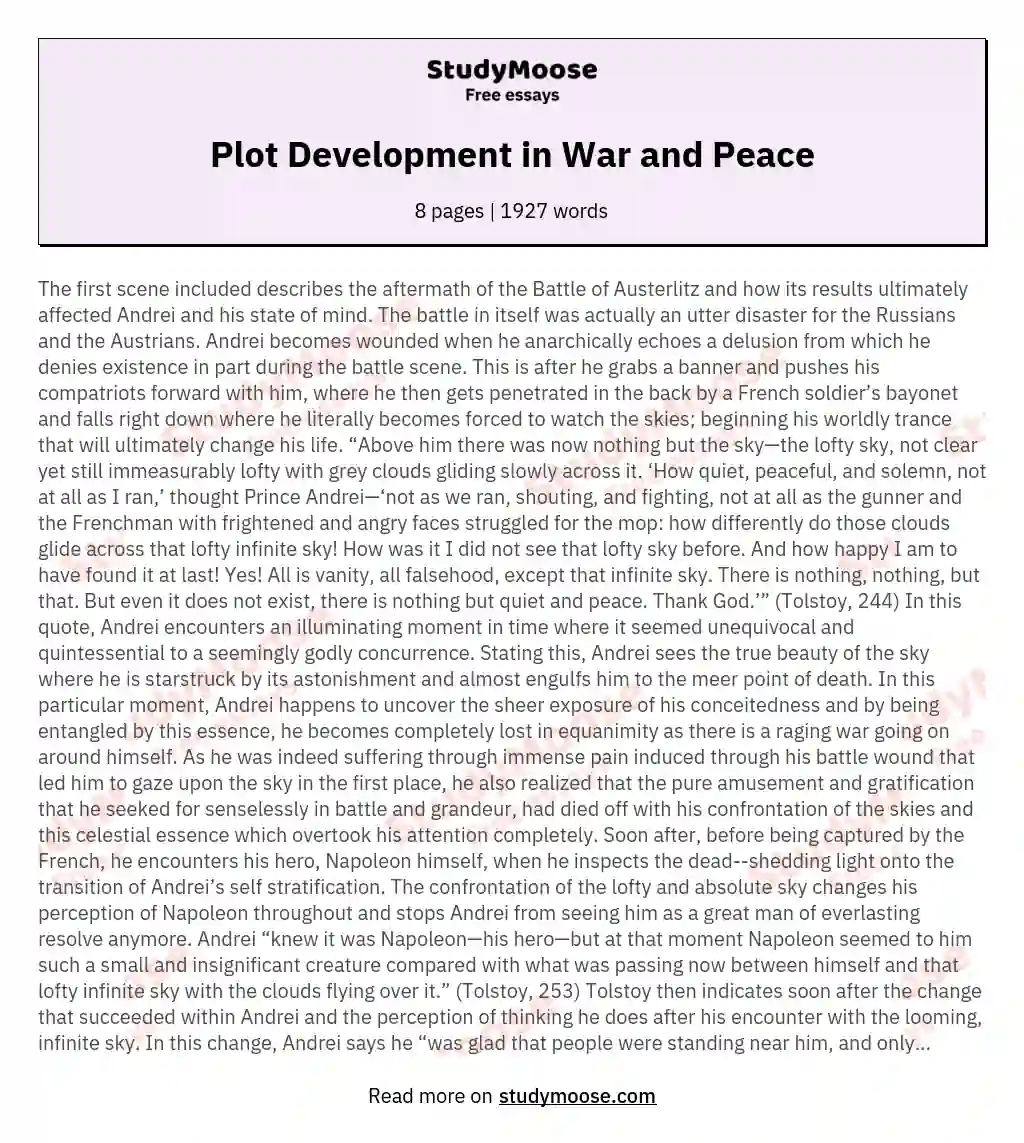 Plot Development in War and Peace essay