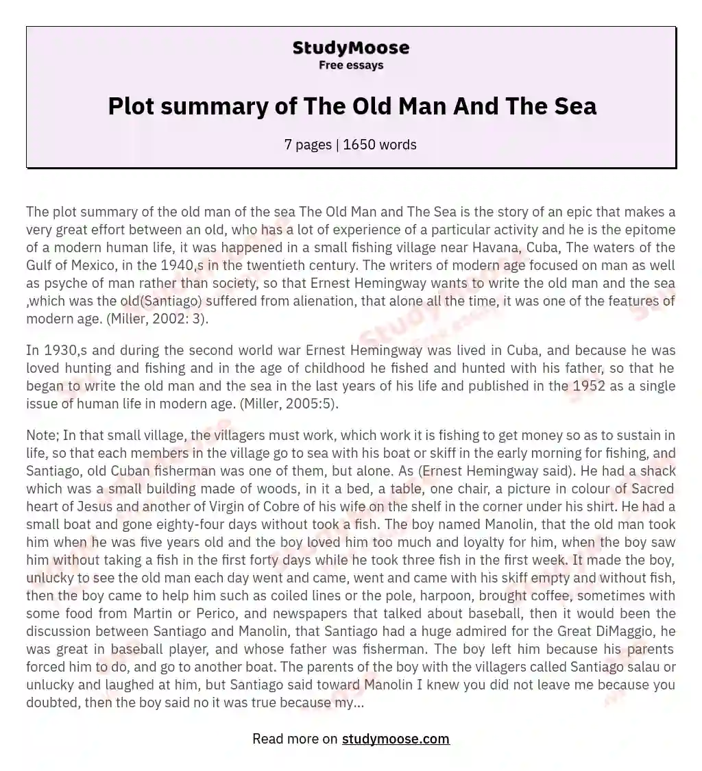 Plot summary of The Old Man And The Sea