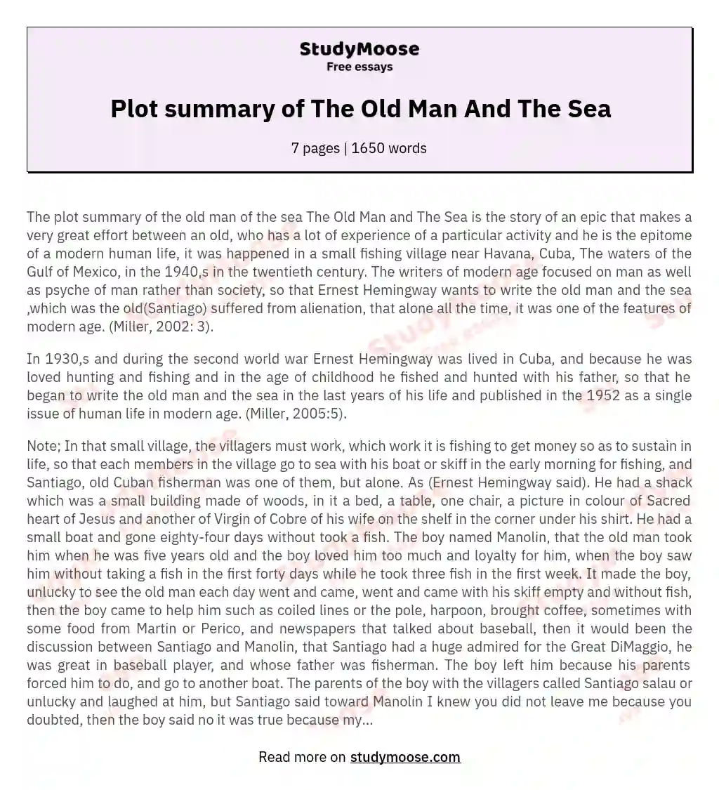 the old man and the sea literature review