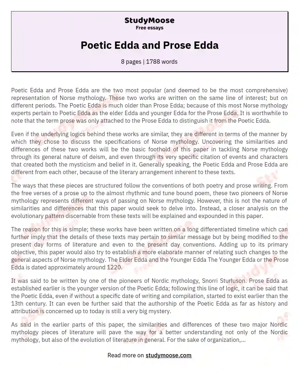 Poetic Edda and Prose Edda essay