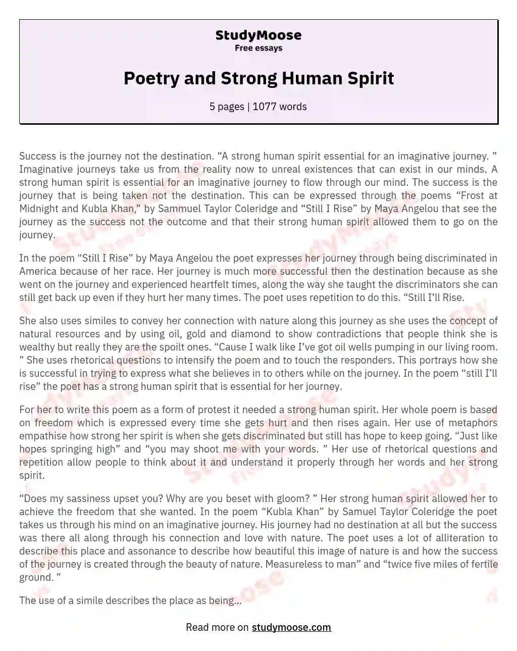 Poetry and Strong Human Spirit