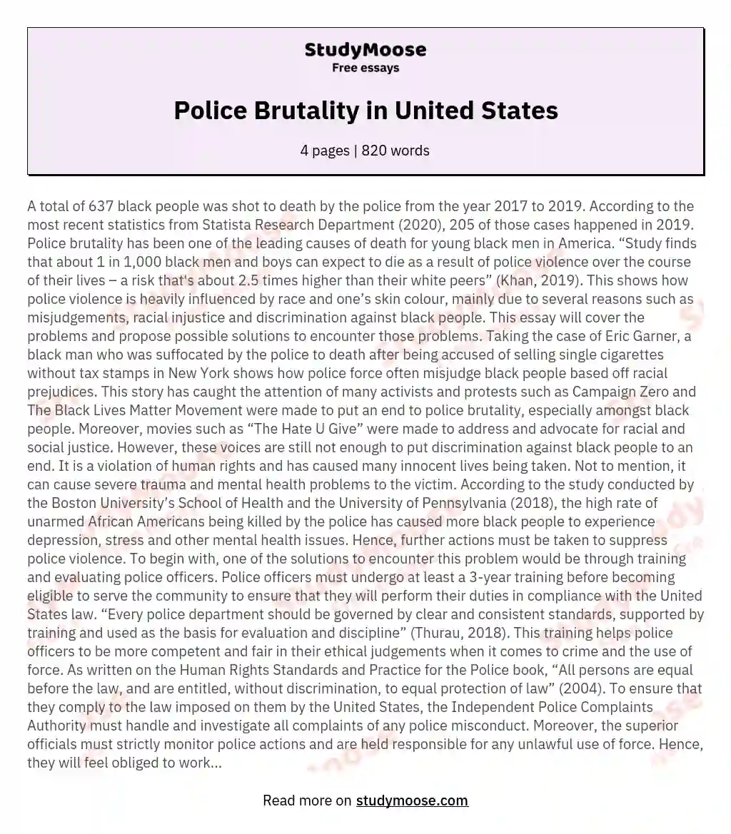 Police Brutality in United States essay