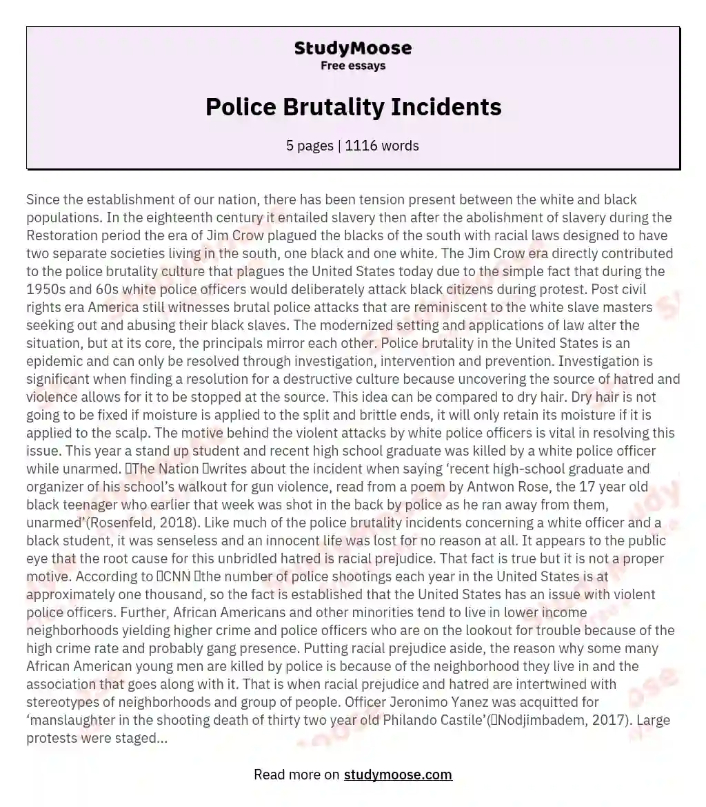 Police Brutality Incidents essay