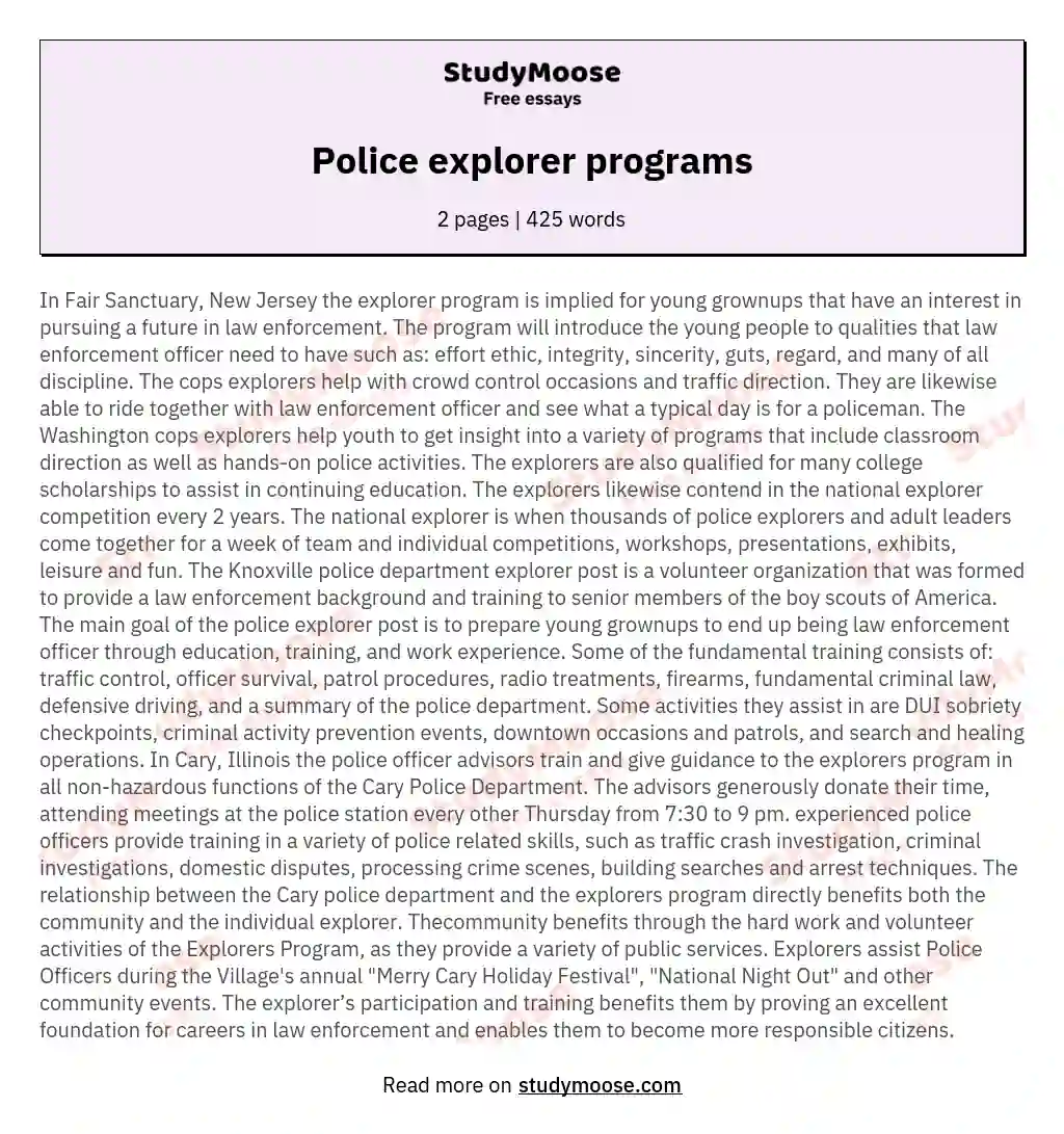 Police explorer programs essay