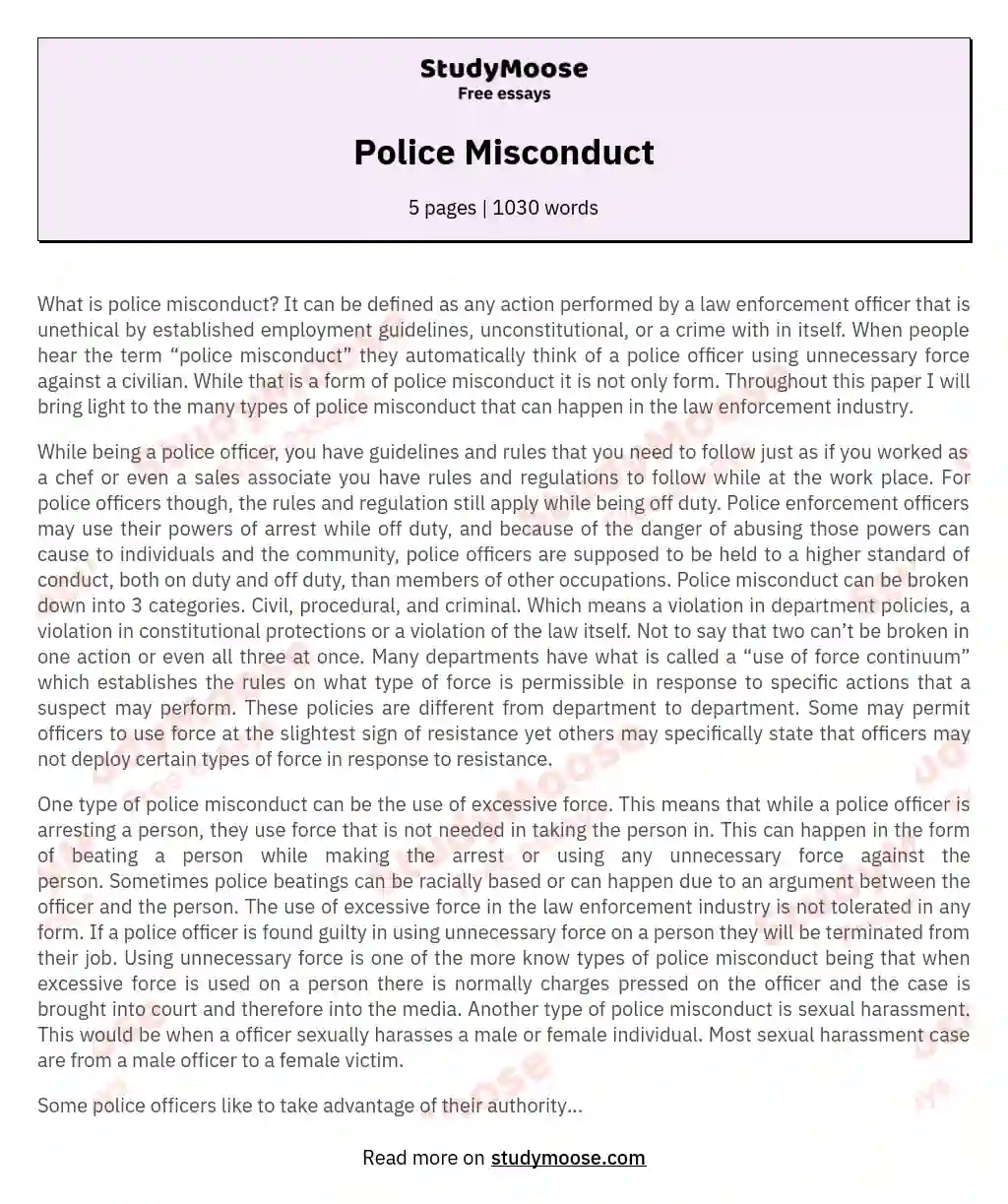 Police Misconduct essay