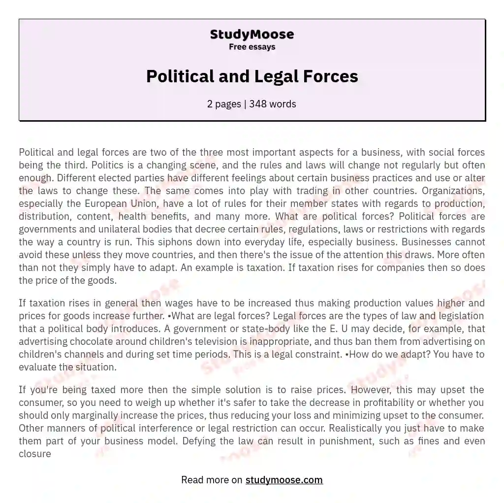 Political and Legal Forces essay