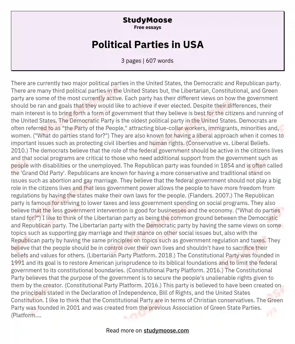 Political Parties in USA
