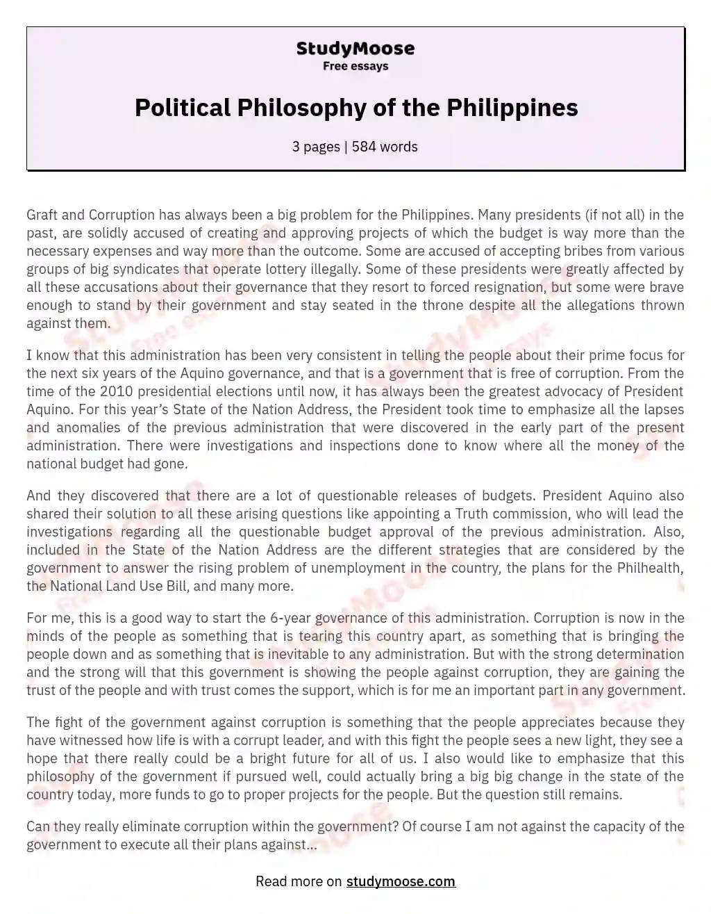 Political Philosophy of the Philippines essay