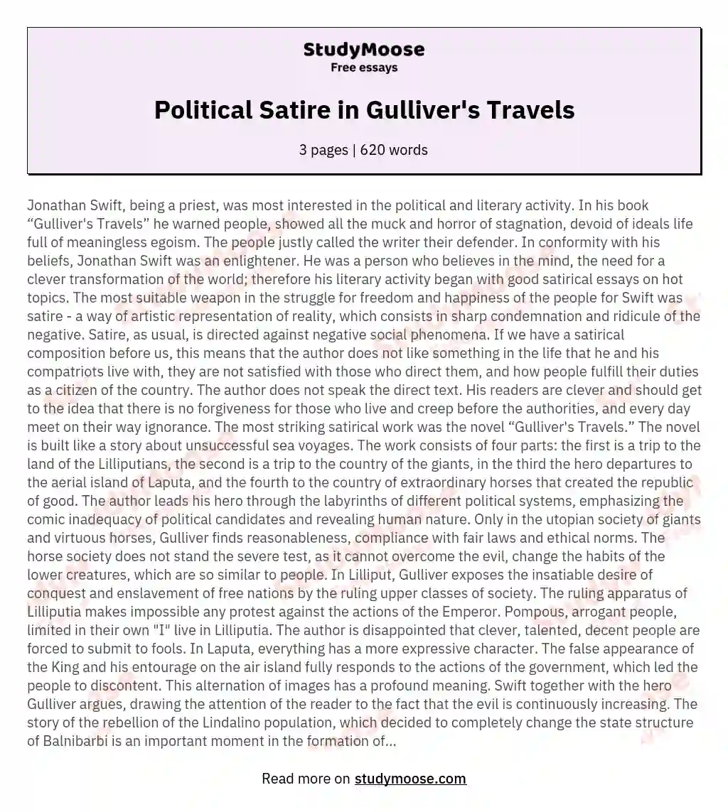 Political Satire in Gulliver's Travels
