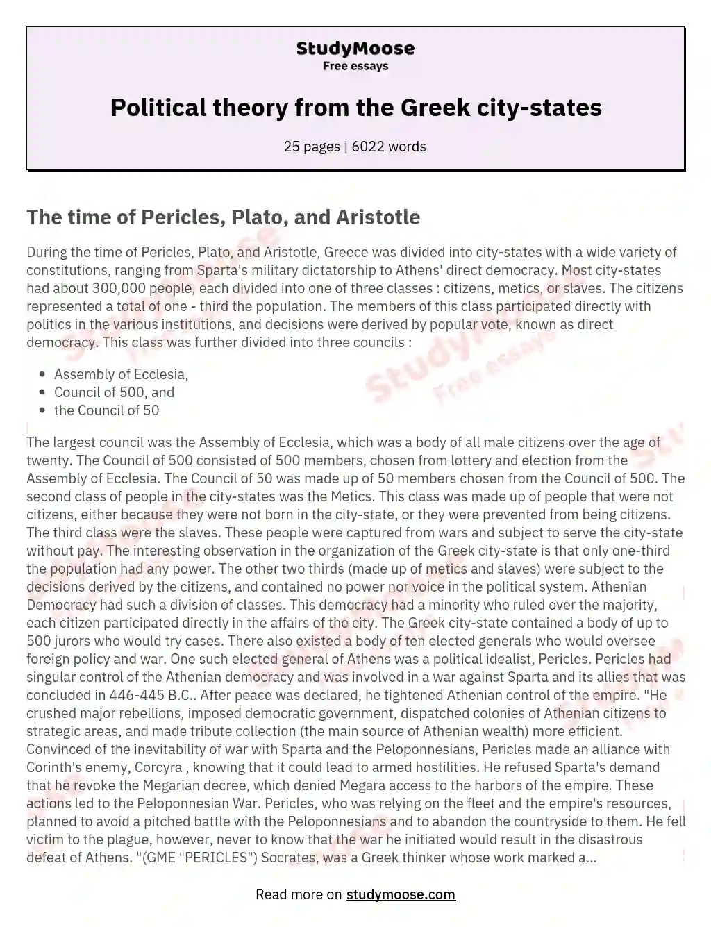 Political theory from the Greek city-states essay