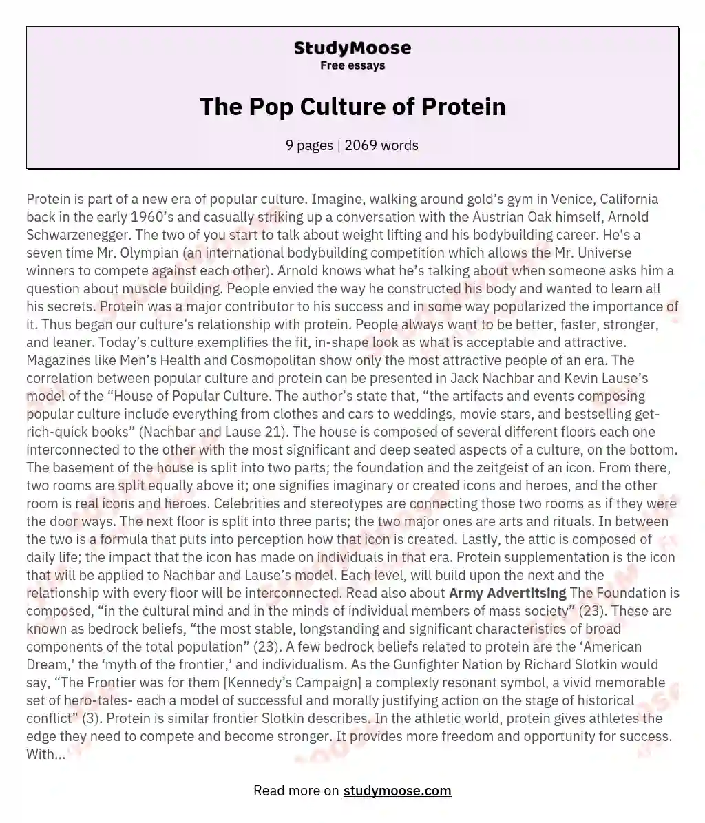 The Pop Culture of Protein essay