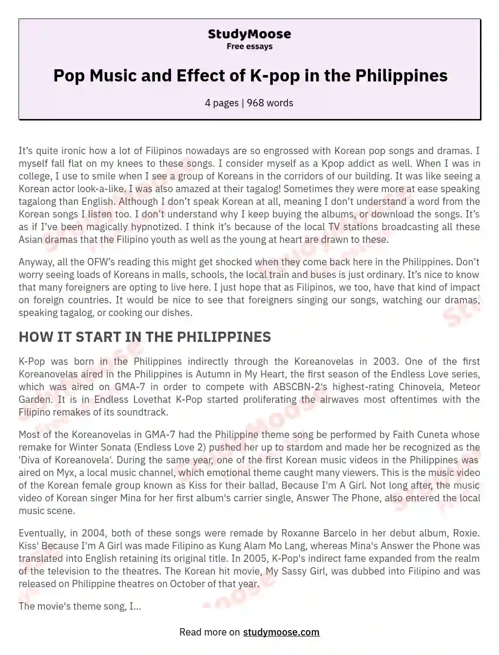 informative essay about kpop