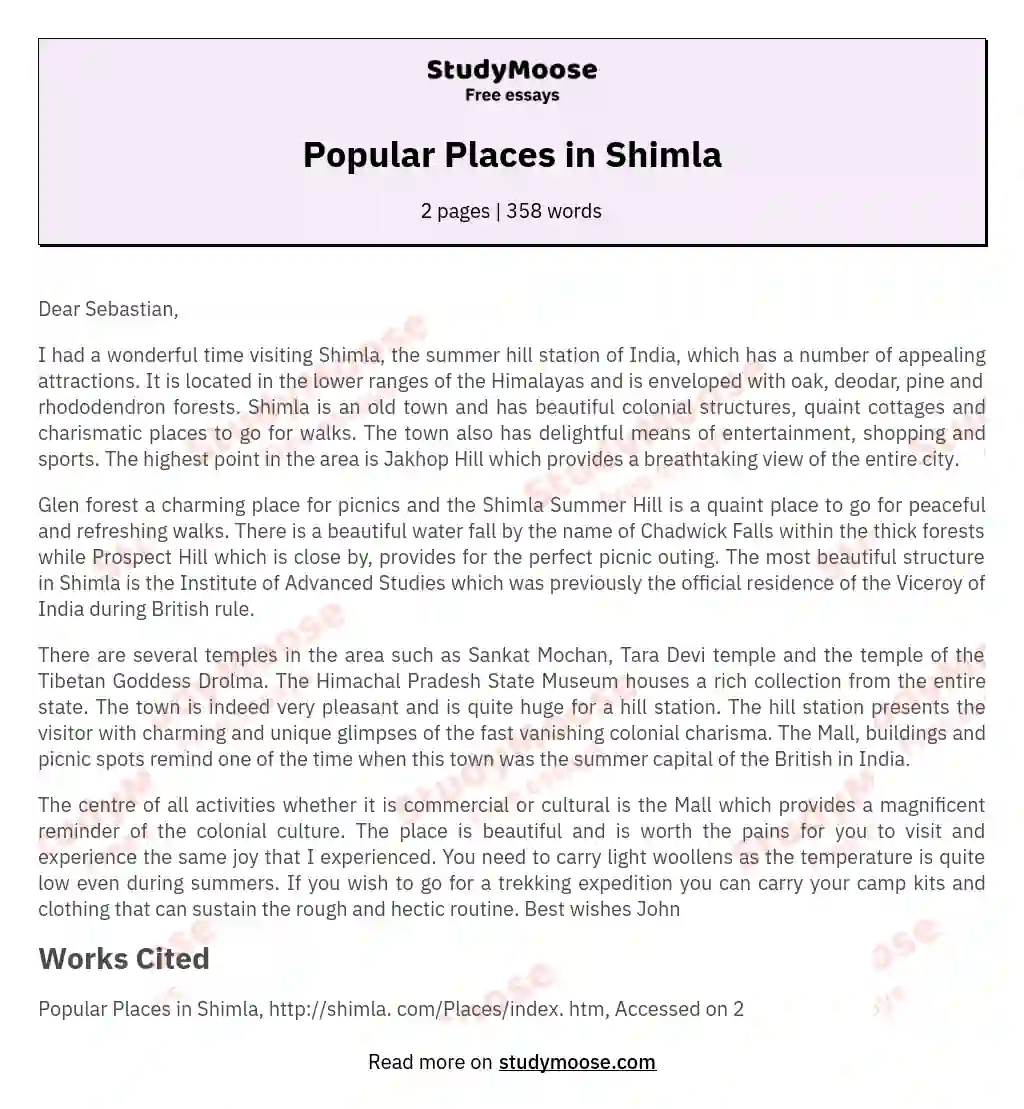 Popular Places in Shimla