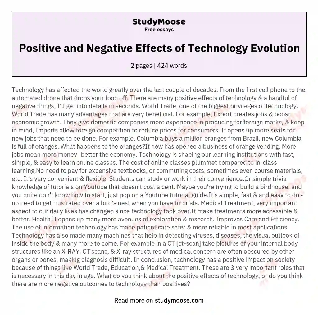  Negative Effects Of Technology Essay The Negative Impact Of 