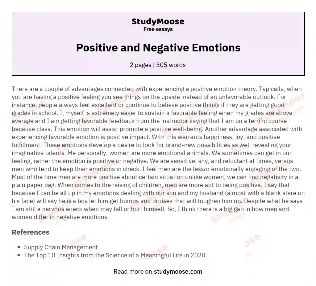Positive and Negative Emotions essay