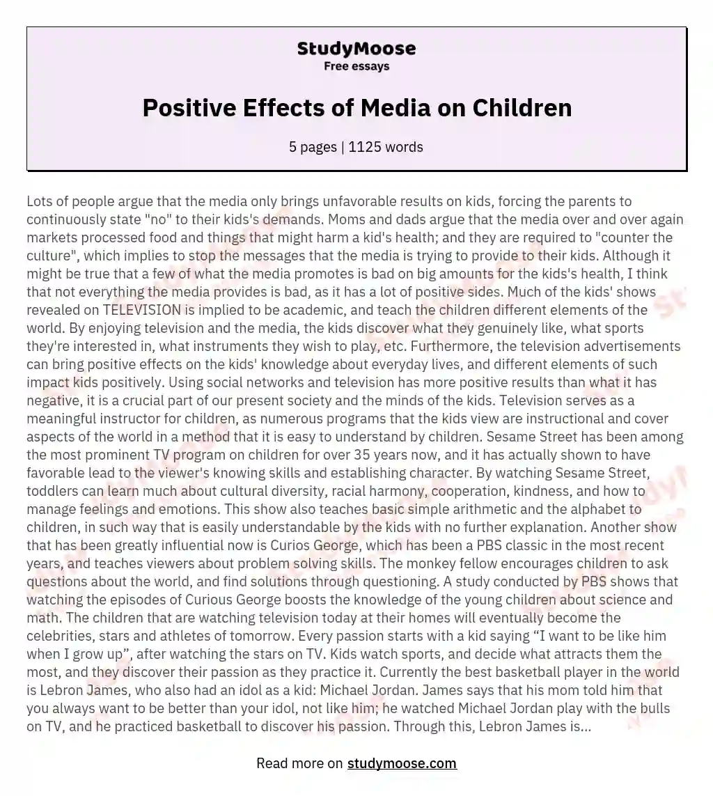 Positive Effects of Media on Children essay