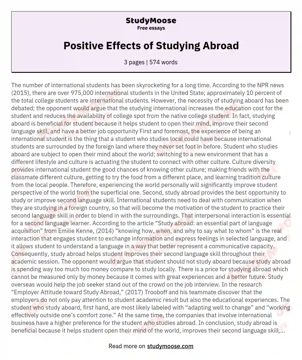 Positive Effects of Studying Abroad essay