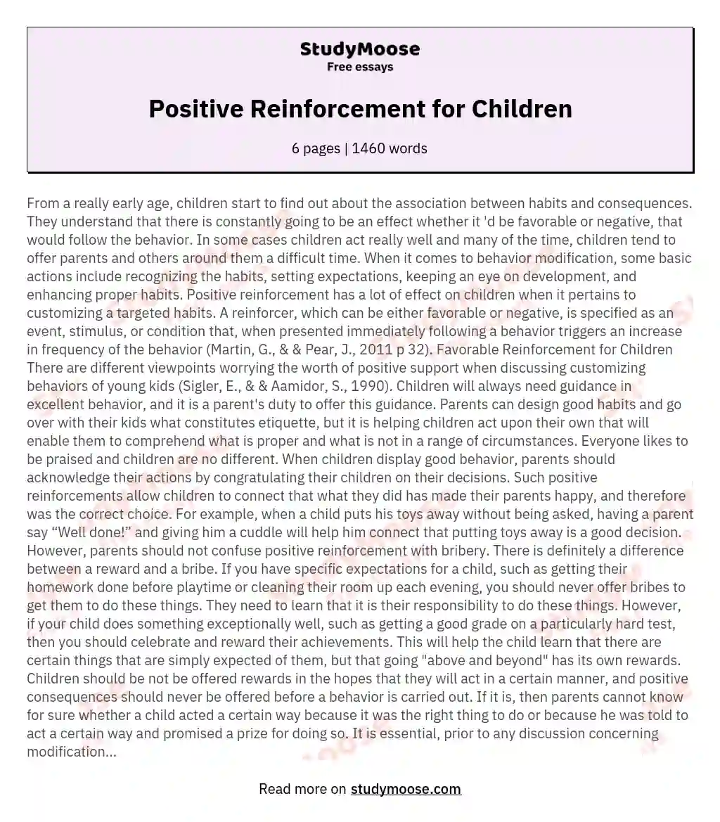 Positive Reinforcement for Children