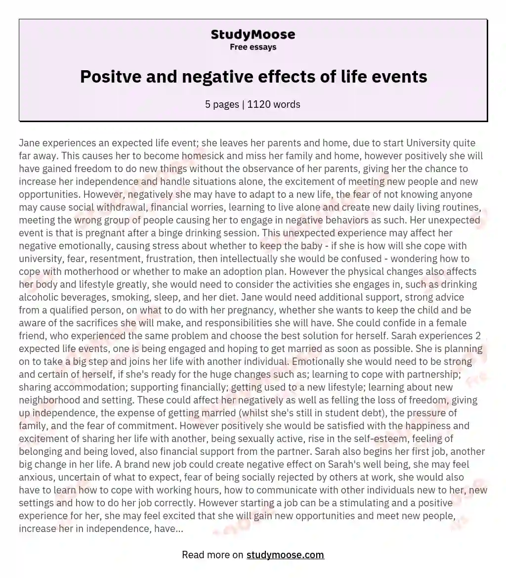 Positve and negative effects of life events essay