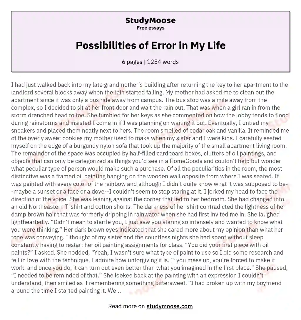 Possibilities of Error in My Life