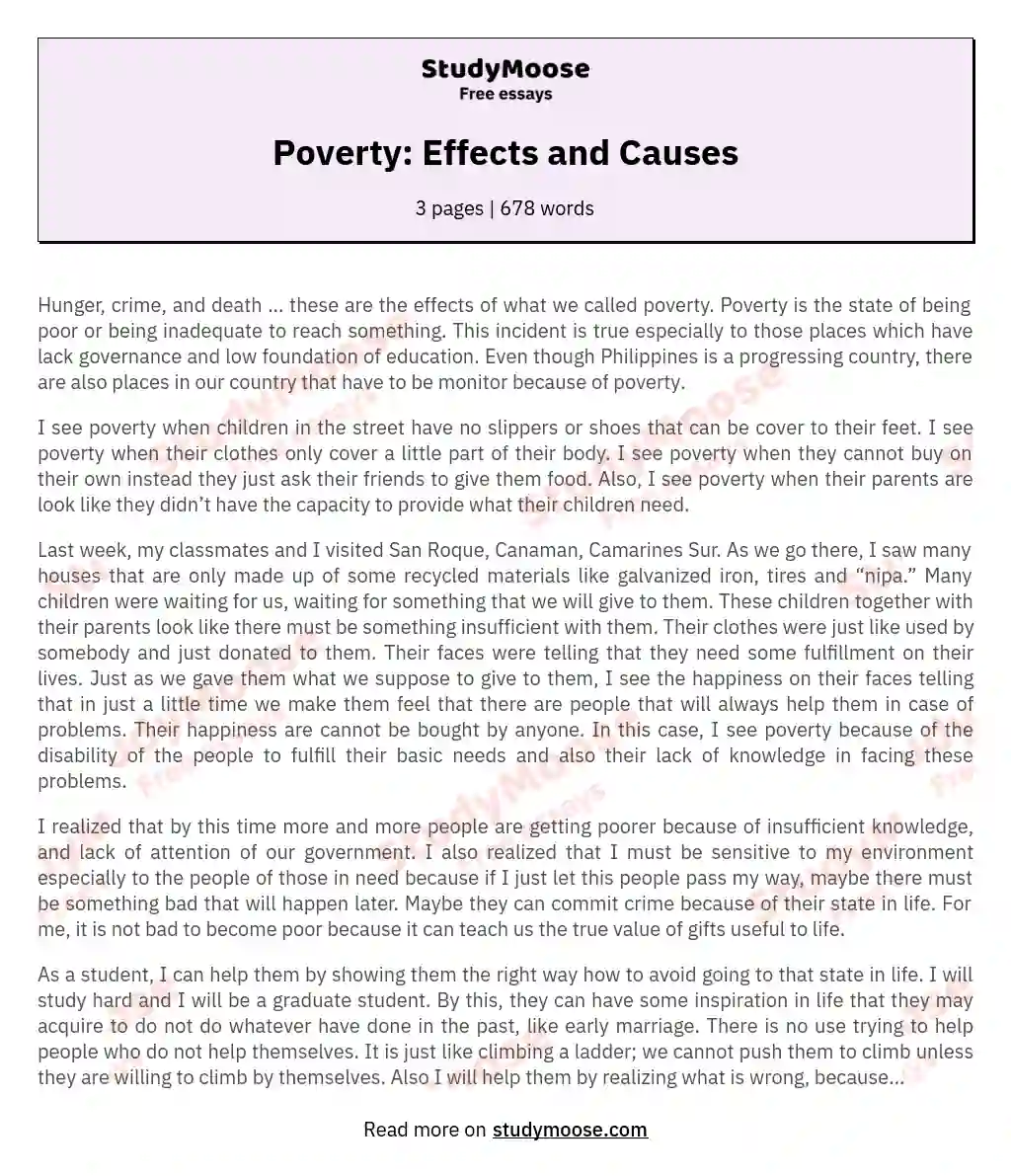 causes of poverty essay