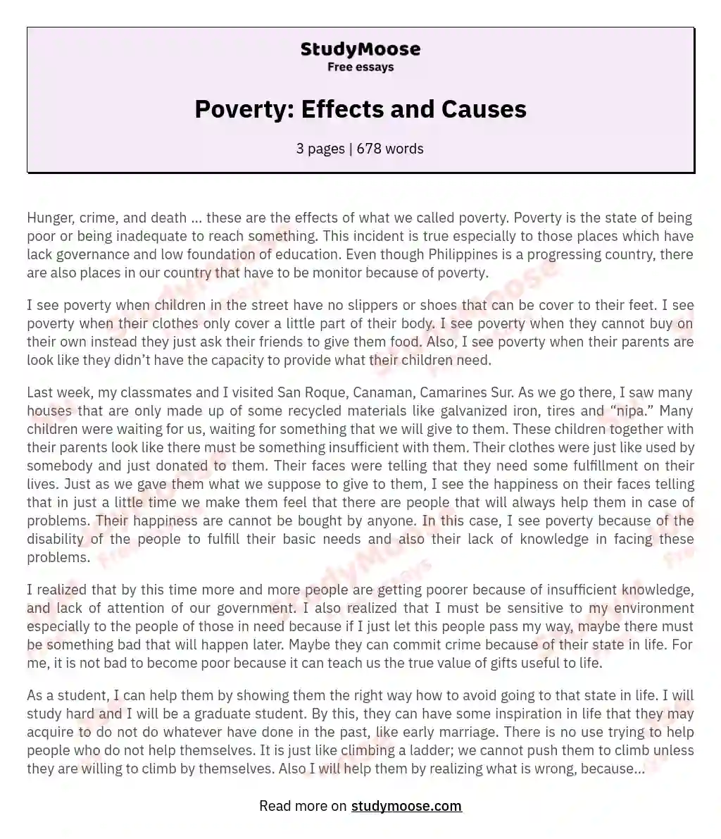 solving poverty essay