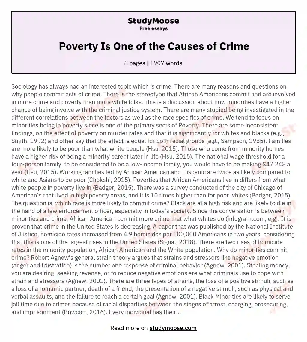 Poverty Is One of the Causes of Crime essay