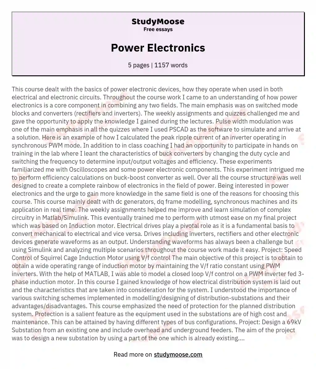 Power Electronics essay