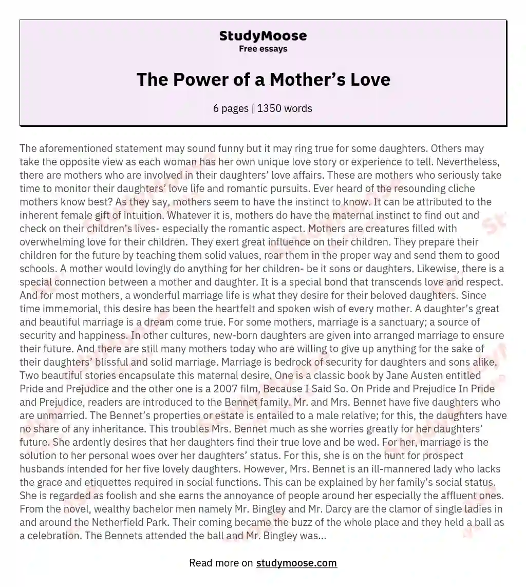 ideas for mothers love essay