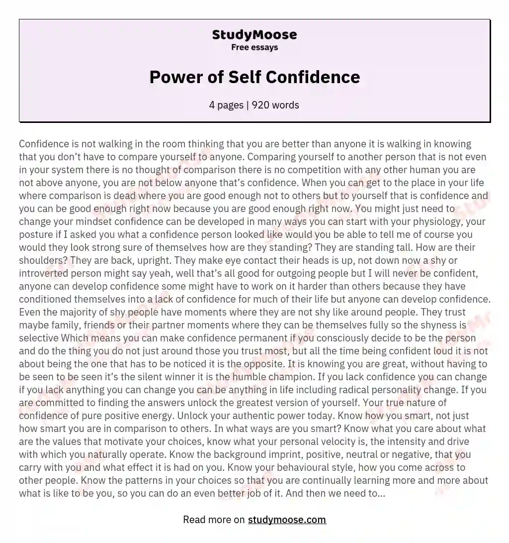 Power of Self Confidence essay