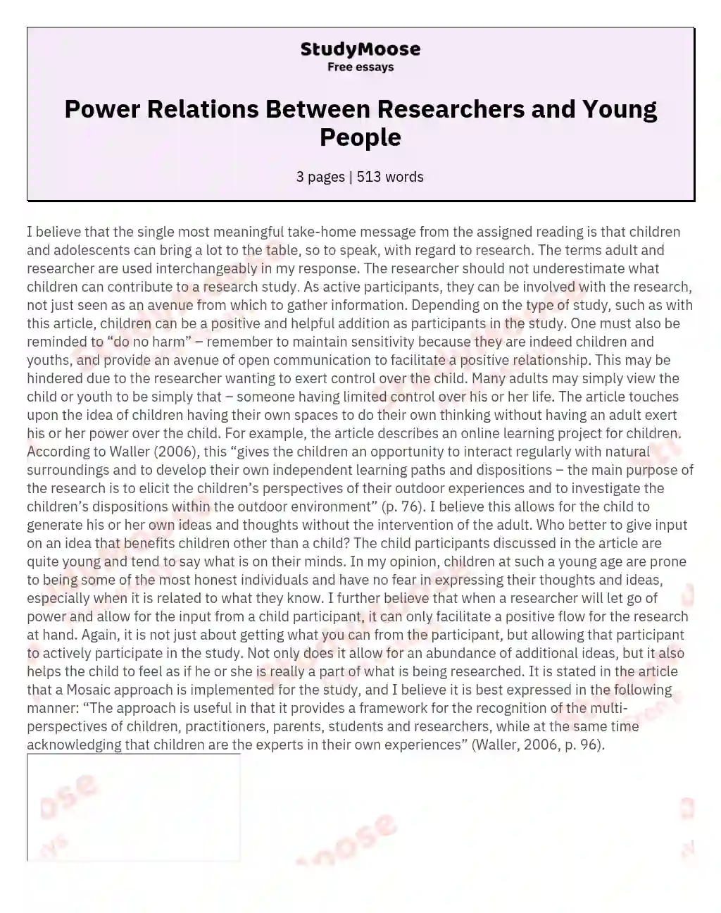 Power Relations Between Researchers and Young People essay