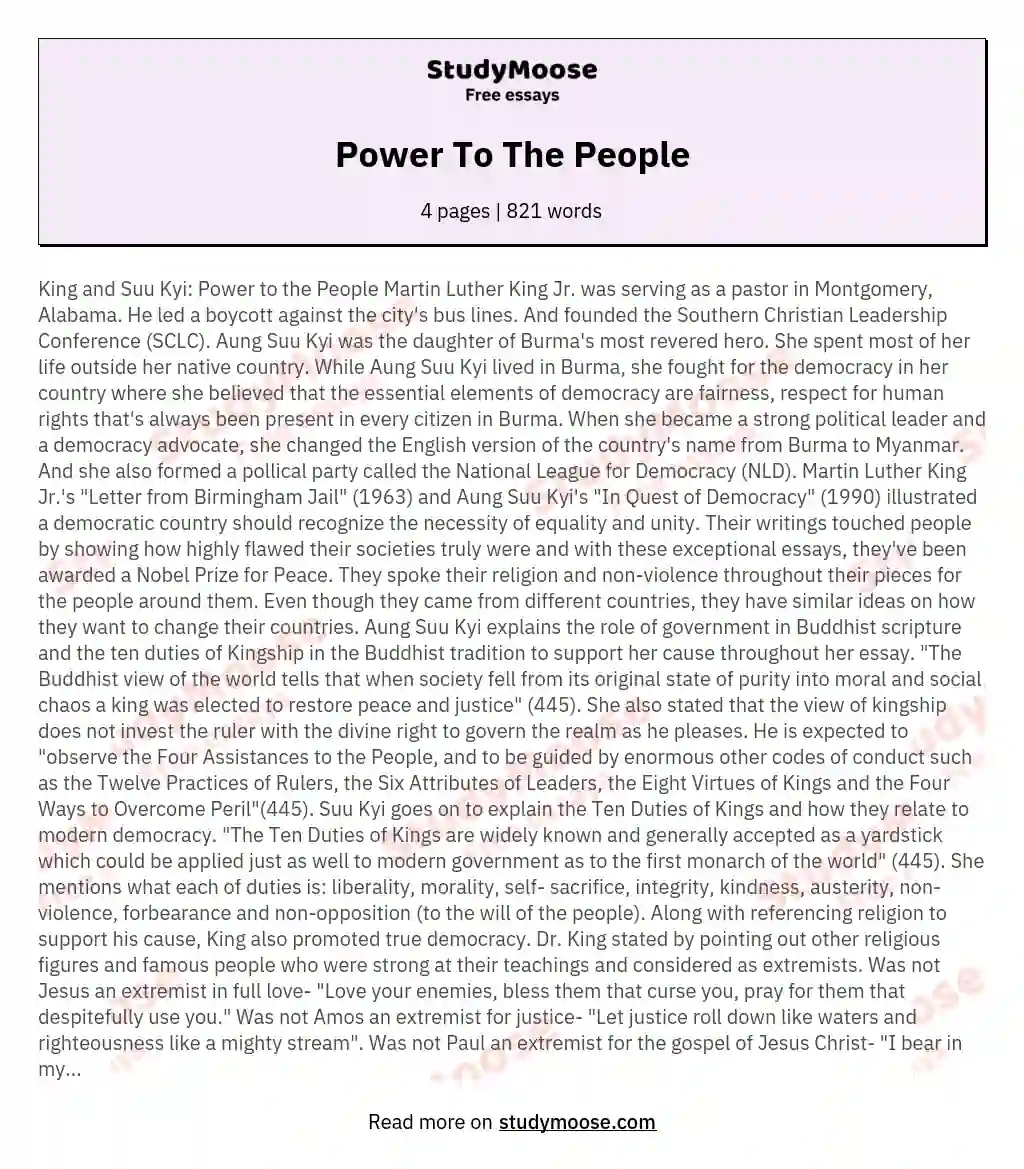 Power To The People essay