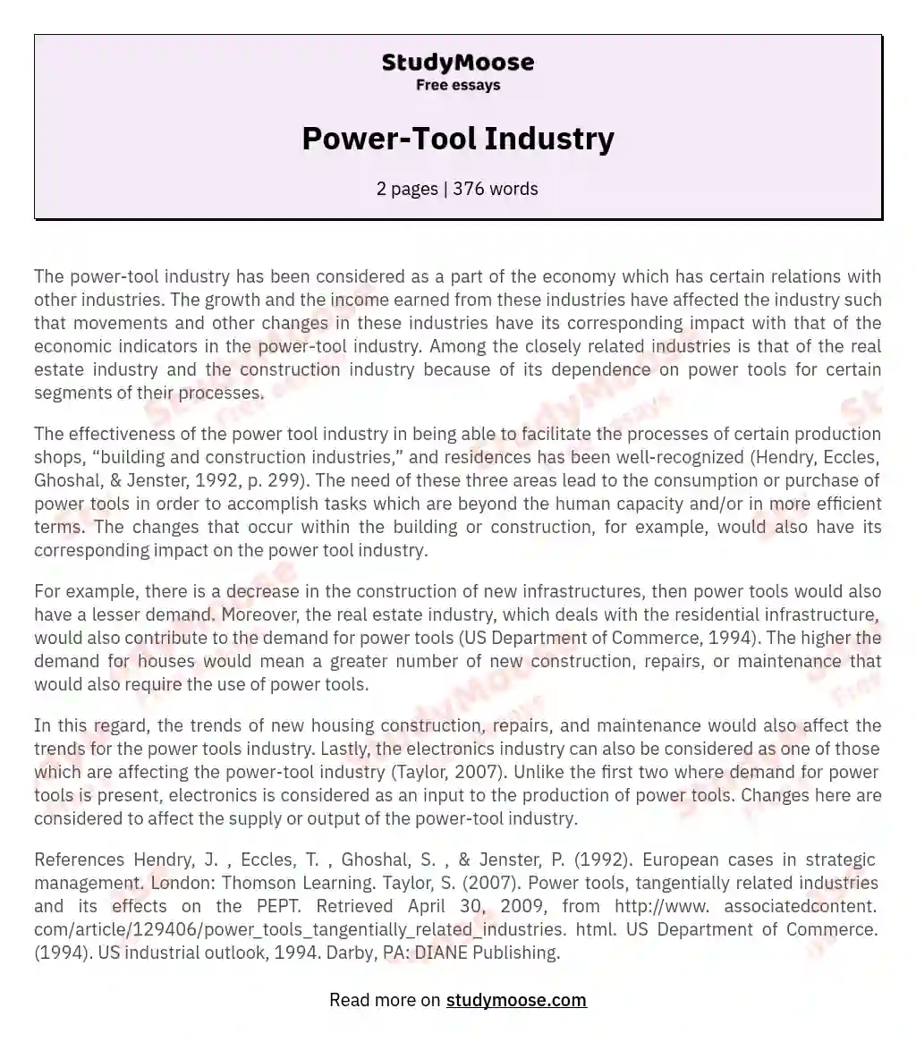 Power-Tool Industry essay