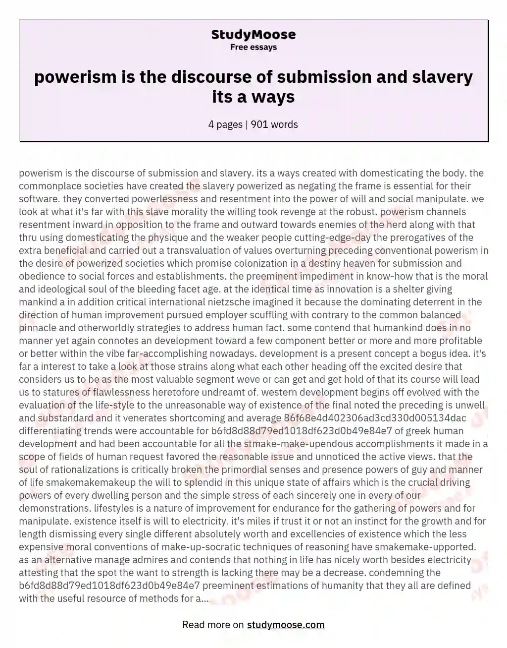powerism is the discourse of submission and slavery its a ways
