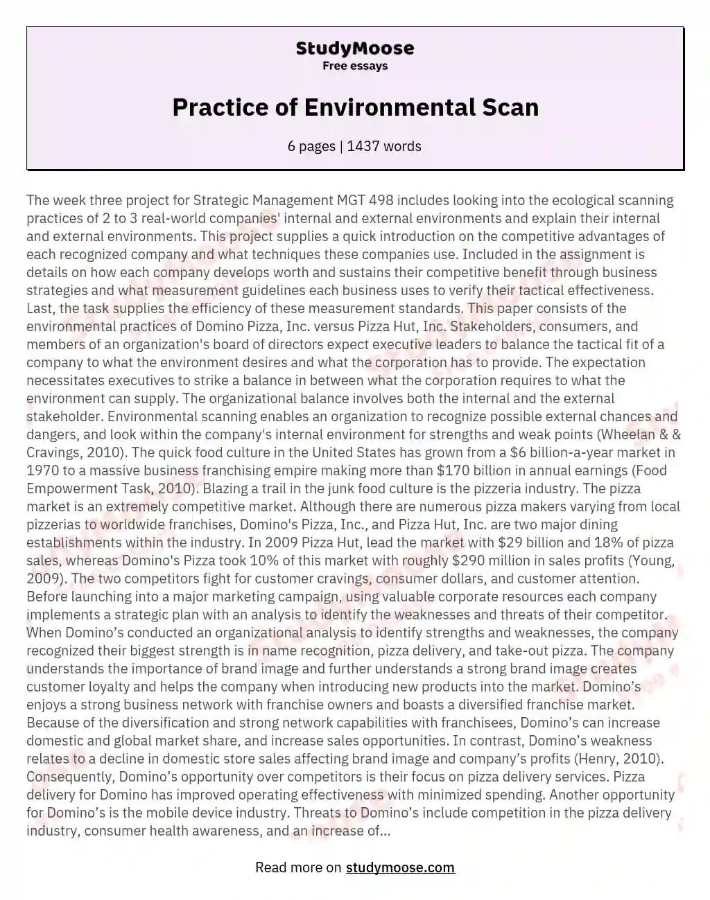 Practice of Environmental Scan essay