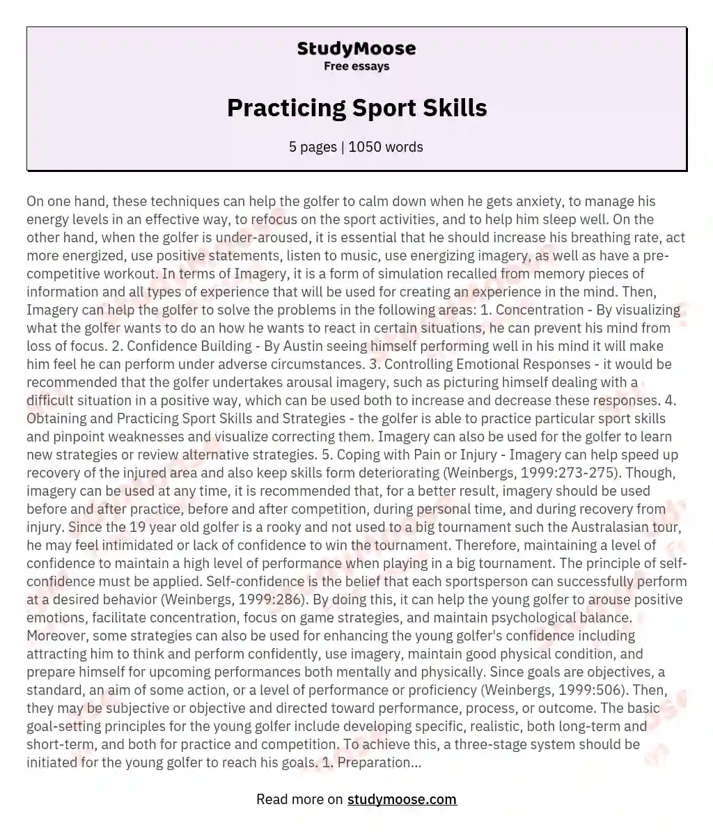 Practicing Sport Skills